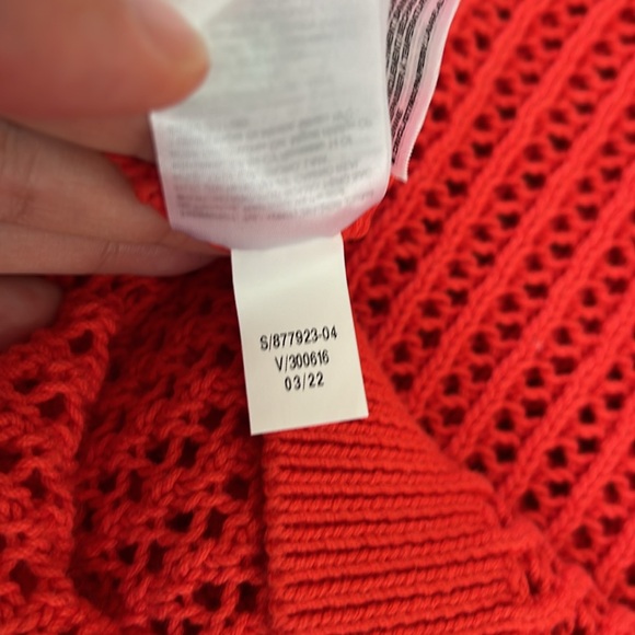 NWOT Crochet Knit Cropped Sweater Red Orange Size Small Petite - Picture 7 of 7